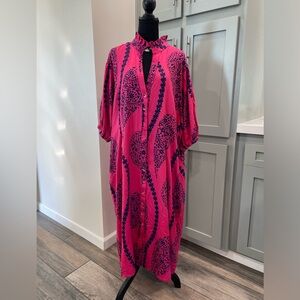 Ashley Stewart Pink and Blue Long Sleeve Dress